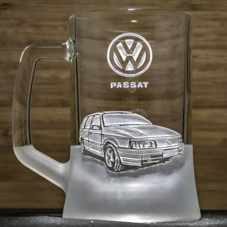 Автомобіля гравіюванням Пивний келих з Volkswagen Passat Фольксваген Пассат - подарунок для автомобіліста