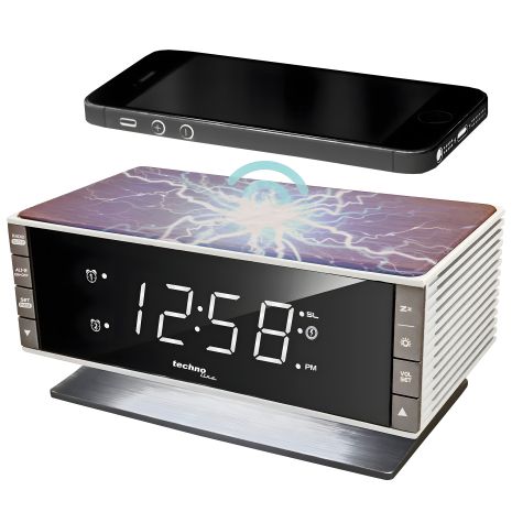 Настільний годинник з радіо Technoline WT487 Wireless Mobile Charging White/Brown (WT487)