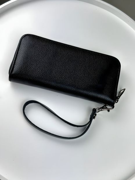 Гаманець чоловічий шкіряний клатч з натуральної шкіри чорний