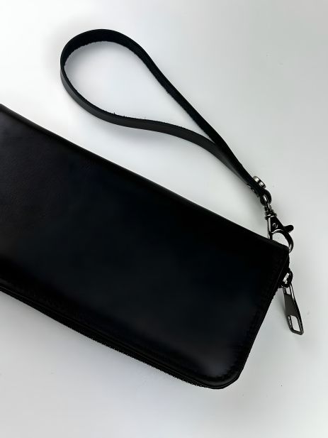 Клатч чоловічий шкіряний гаманець з натуральної шкіри чорний – Чорний шкіряний клатч