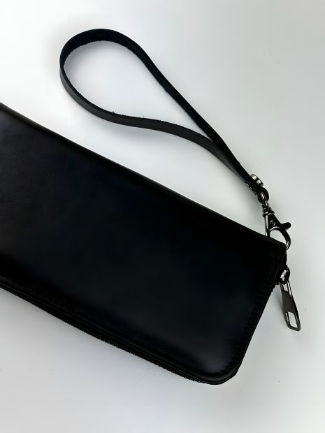 Чоловічий шкіряний клатч гаманець з натуральної шкіри чорний