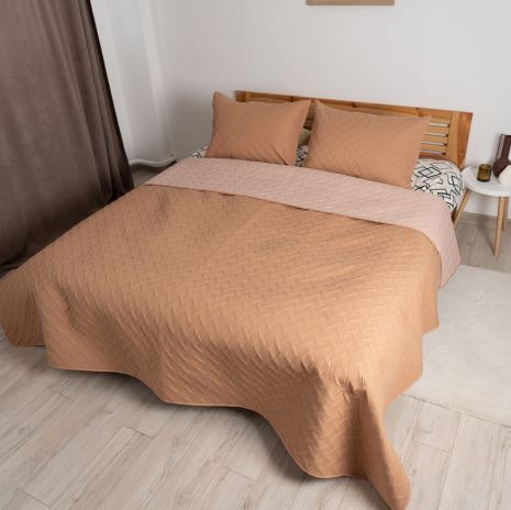 Старовинний TEP LEDSPREAD 150*210 см 1P Подушка 50*70 см 1pcs Кава/старовинна