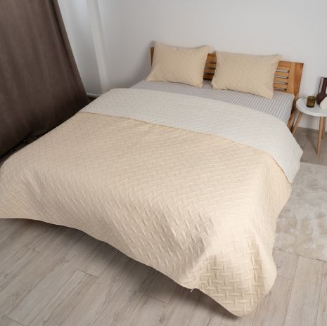 Старовинна кришка з вінтажним 180*240 см 1pc подушка 50*70 см 1pc бежева/старовинна