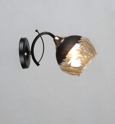 Настінне бра зі скляним плафоном VALESO A3617/1W чорне з золотом E27