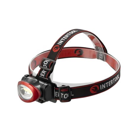 Фонарь налобный светодиодный, пылевлагозащищенный корпус, 3 W COB, 150 лм, батарейки 3 ААА INTERTOOL LB-0304