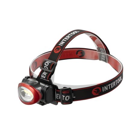 Фонарь налобный светодиодный, пылевлагозащищенный корпус, 3 W COB, 150 лм, батарейки 3 ААА INTERTOOL LB-0304