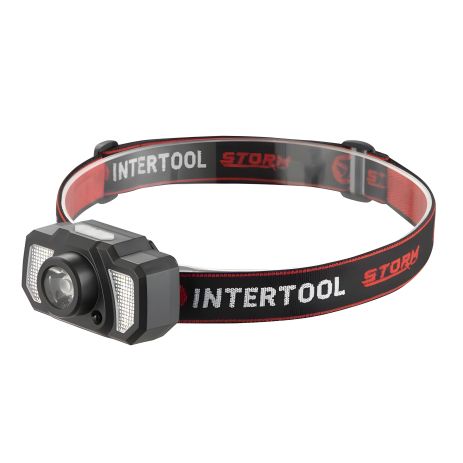 Налобний ліхтар акумуляторний STORM INTERTOOL LB-0311, XPE + 6 SMD + 2 RED LED, 120 лм, 7 режимів роботи, сенсор