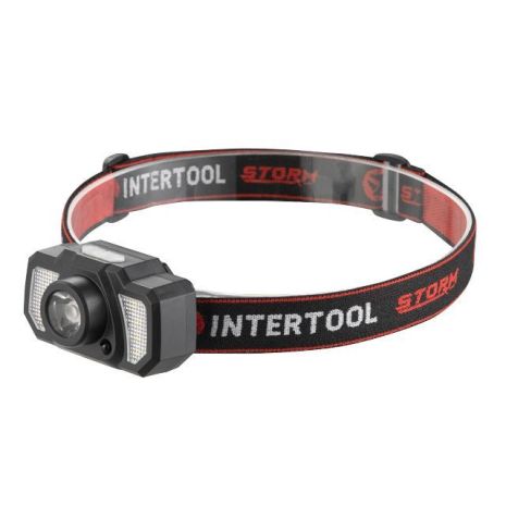 Фонарь налобный аккумуляторный XPE+6SMD+2RED LED, 7 режимов работы, сенсор, STORM INTERTOOL LB-0311