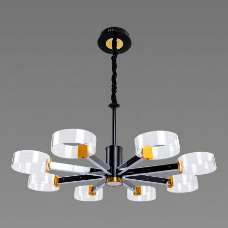 Акрилова світлодіодна люстра Sirius N 3705-8 BLACK+GD