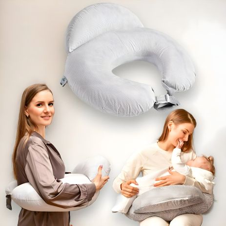 Подушка для годування "Диванчик" від Sei Design, бавовна, антиалергенне волокно, сіра смужка Подушка для годування "Диванчик" від Sei Design, бавовна, антиалергенне волокно, сіра смужка