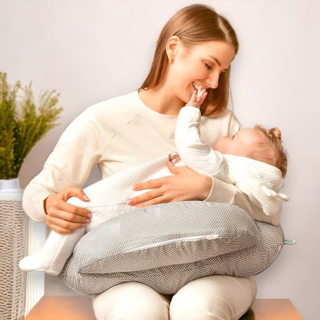 Подушка для кормления "Диванчик" Sei Design 60х70х16 см, хлопок, антиаллергенное волокно, серый горошек (8-35409*002)