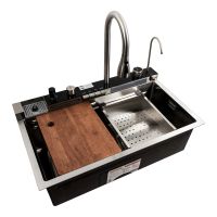 Кухонная раковина 75*45М сатин Platinum Handmade "Водопад" Кухонная раковина 75*45М сатин Platinum Handmade "Водопад"