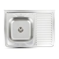 Кухонна нержавіюча мийка Platinum 8060 L ДЕКОР (0,7/160 мм)