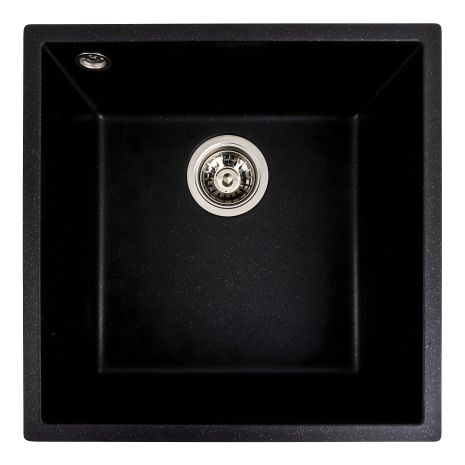 Гранитная кухонная мойка VALESO RUBA 4040 матовая (Черный металлик)
