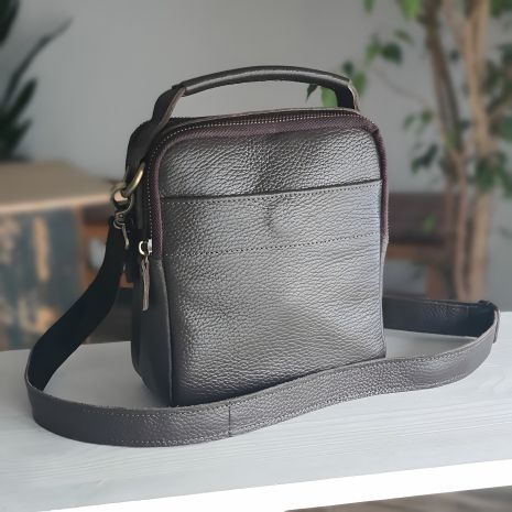 Чоловіча шкіряна сумка флотар з ременем через плече і ручкою GS коричнева Чоловіча шкіряна сумка флотар з ременем через плече і ручкою GS коричнева