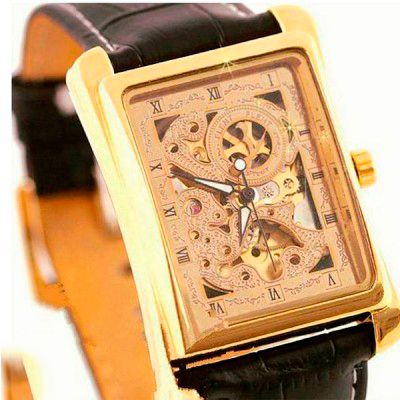 Мужские часы Winner Square Gold 1108