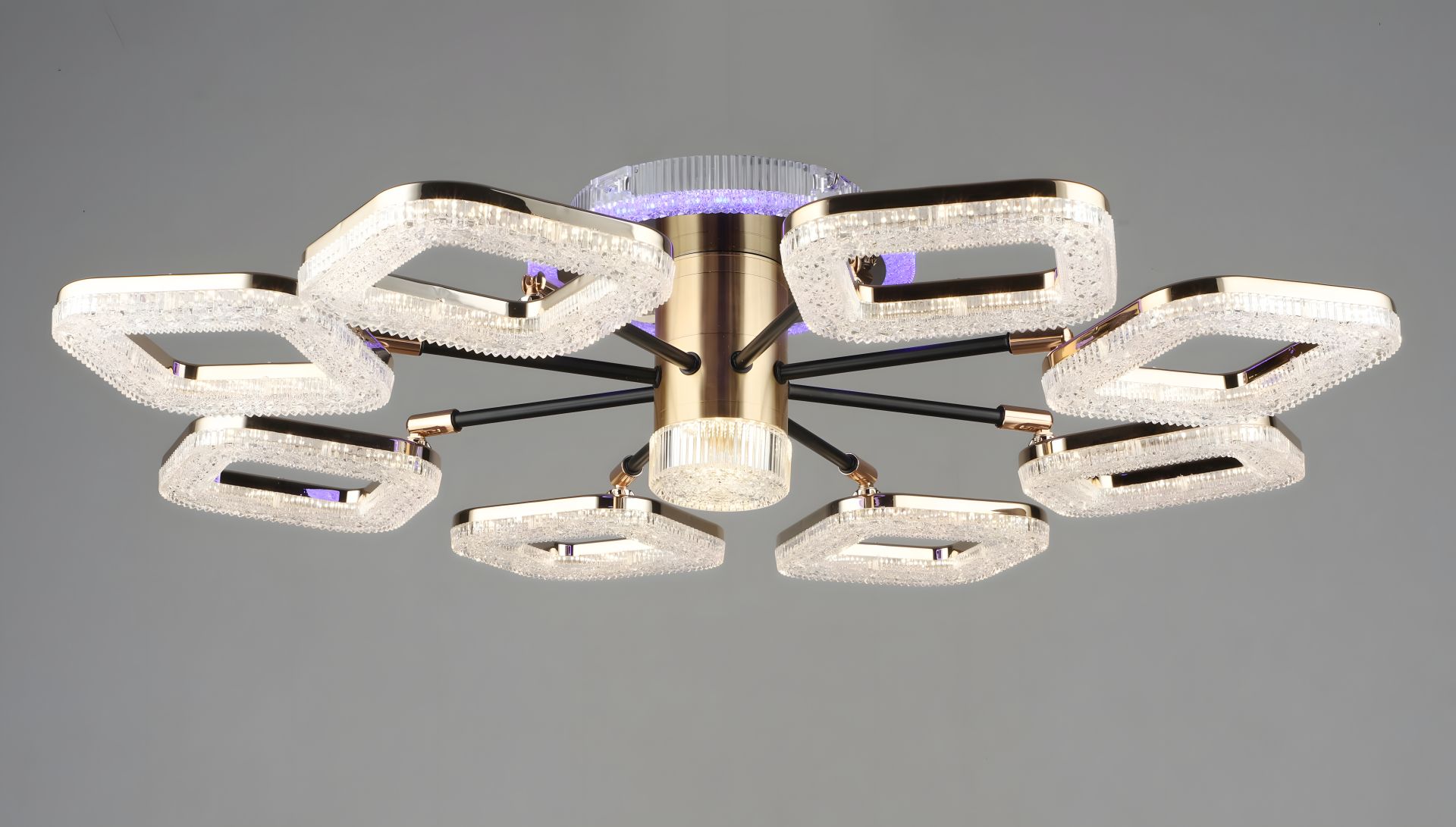 Акриловая светодиодная люстра Sirius B YH1003/8 BK+GD 80W Акриловая светодиодная люстра Sirius B YH1003/8 BK+GD 80W