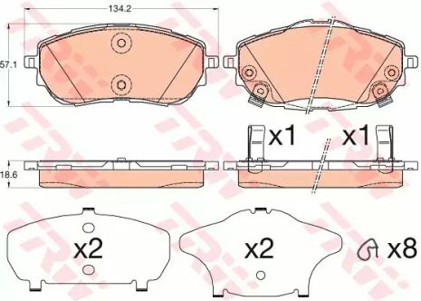 Колодки гальмові дискові TOYOTA Auris/Corolla XI F 12, TRW (GDB3598)