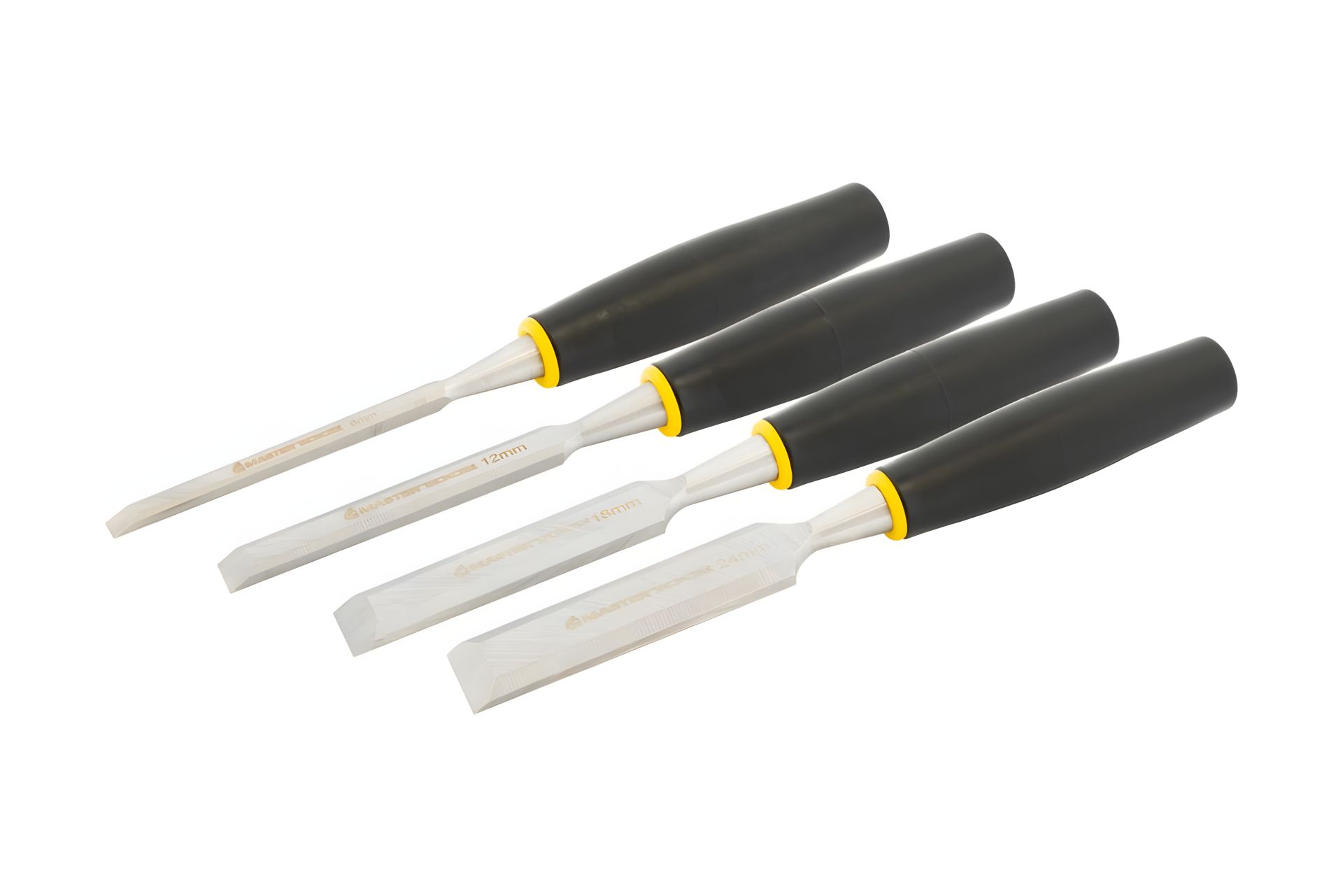Із пластиковими ручками Стамески 6/12/18/24мм набір 4 шт MASTERTOOL 14-1700 Із пластиковими ручками Стамески 6/12/18/24мм набір 4 шт MASTERTOOL 14-1700