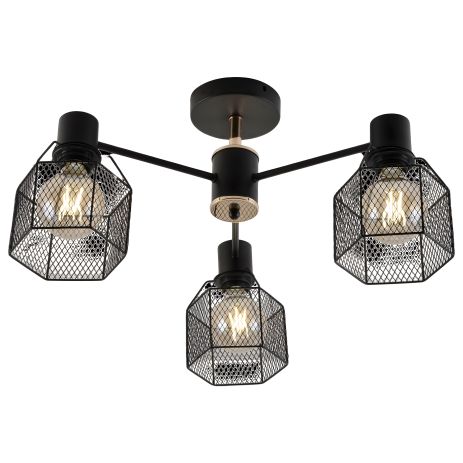 Люстра в стилі лофт INTEREES IS XA1506/3 BK+ FGD Люстра в стилі лофт INTEREES IS XA1506/3 BK+ FGD