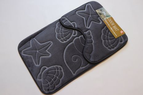 Набір килимків у ванну та туалет 80x50+40x50 см з мікрофібри 3843 dark grey Набір килимків у ванну та туалет 80x50+40x50 см з мікрофібри 3843 dark grey