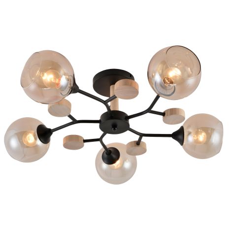 Декоративна люстра IS XA1501/5 BK+WOOD