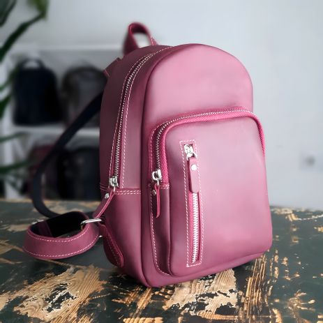 Женский кожаный рюкзак GS бордовый