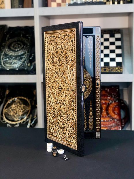 Нарди з чорного каменю Візерунок 58×28см