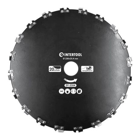 Нож для мотокосы/триммера ø230x25.4 мм 20T, цепной INTERTOOL DT-2354