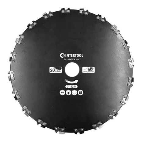 Ніж для мотокоси/тримера ø230x25.4 мм 20T, ланцюговий INTERTOOL DT-2354