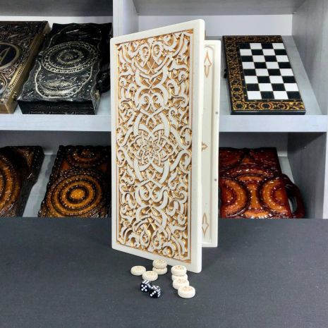 Нарди із білого каменю Елегія 37×19×2см Нарди із білого каменю Елегія 37×19×2см