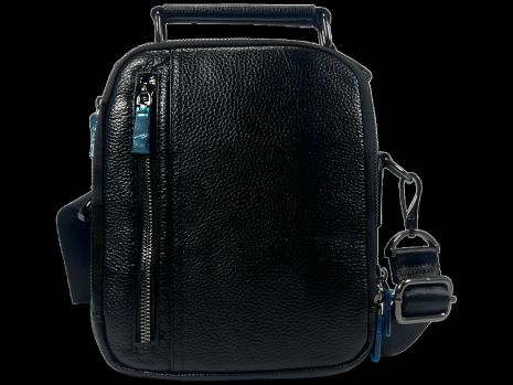 Кожаная сумка через плечо на пять отделений с застежкой-молнией, черная