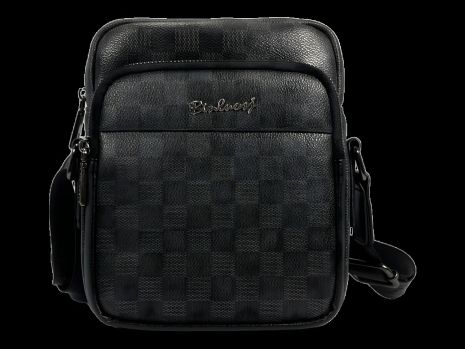 Чоловіча сумка через плече з екошкіри, 3 відділи, сіра