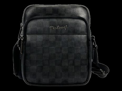 Чоловіча сумка через плече з екошкіри, 3 відділи, сіра