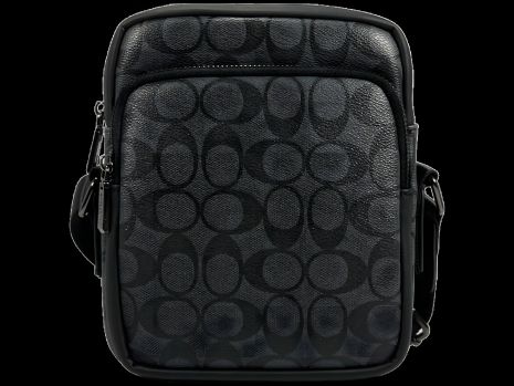 Серая сумка через плечо с тремя отделениями и двойной застежкой