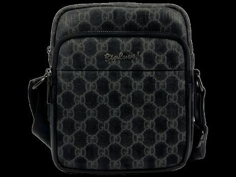 Среднего размера сумка через плечо из серой экокожи с тремя отделениями