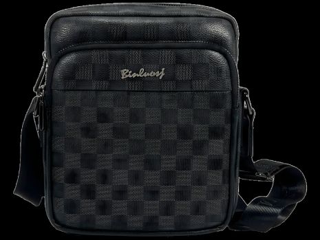 Черная экокожаная сумка через плечо с 3 отделениями