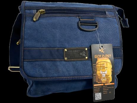 Багатофункціональна брезентова синя сумка через плече з сімома відділеннями