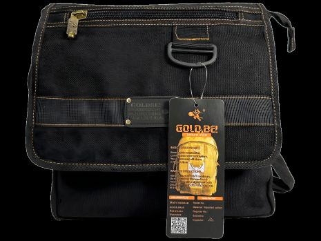 Вмістка чорна брезентова сумка через плече на сім відділень