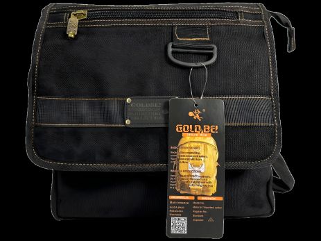 Семь-отделений черная брезентовая сумка через плечо