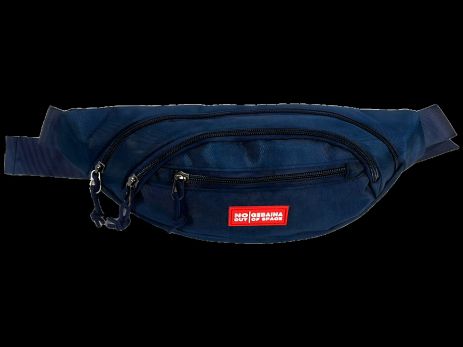 Синяя сумка-бананка с тремя отделениями