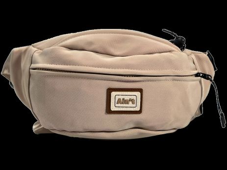 Бананка сумка бежевого кольору з двома відділеннями