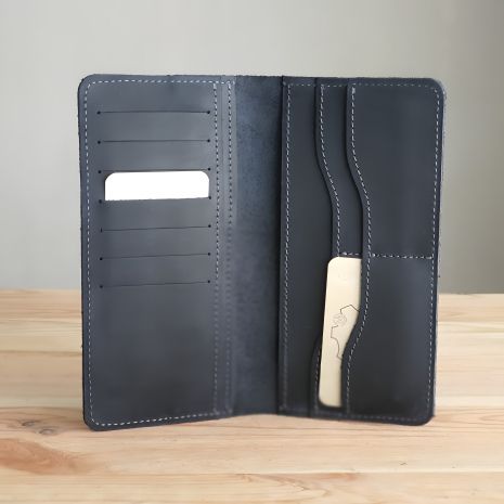 Женский кожаный купюрник GS тонкий, синий Женский кожаный купюрник GS тонкий, синий