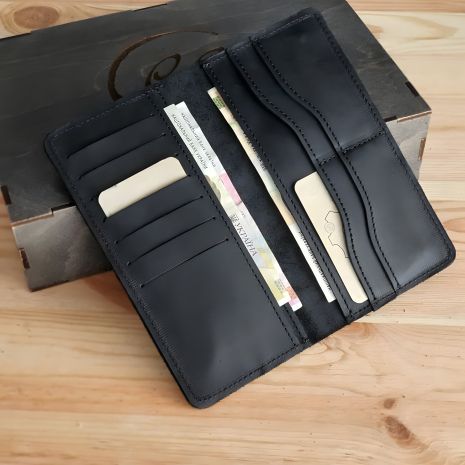 Купюрник гаманець чоловічий тонкий шкіряний чорний GS