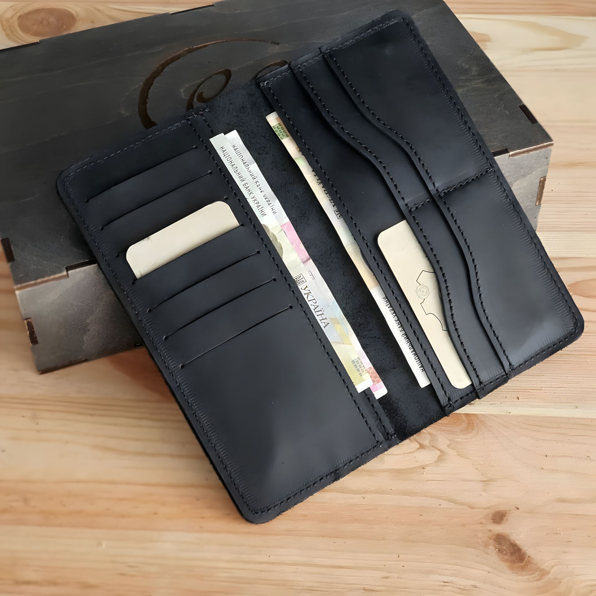 Купюрник гаманець чоловічий тонкий шкіряний чорний GS Купюрник гаманець чоловічий тонкий шкіряний чорний GS