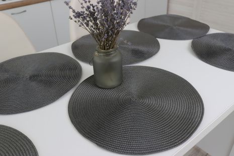 Набор сервировочных круглых килимков (6 шт одного цвета) Antrasit Набор сервировочных круглых килимков (6 шт одного цвета) Antrasit
