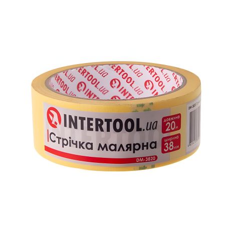 Малярна стрічка INTERTOOL, 38мм, 20м, жовта (DM-3820) Малярна стрічка INTERTOOL, 38мм, 20м, жовта (DM-3820)