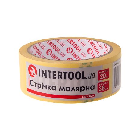 Желтая малярная лента 38мм, 20м INTERTOOL DM-3820
