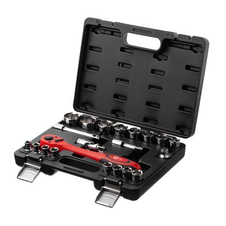 Професійний набір інструментів 1/2", Cr-V, 21 од., головки: 10-32 мм, кейс INTERTOOL ET-6021