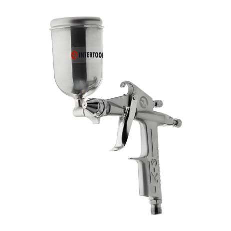 Пневматический краскопульт HP MINI, форсунка: 0,5 мм, верхний металлический бачок: 200 мл, 5 бар INTERTOOL PT-0303